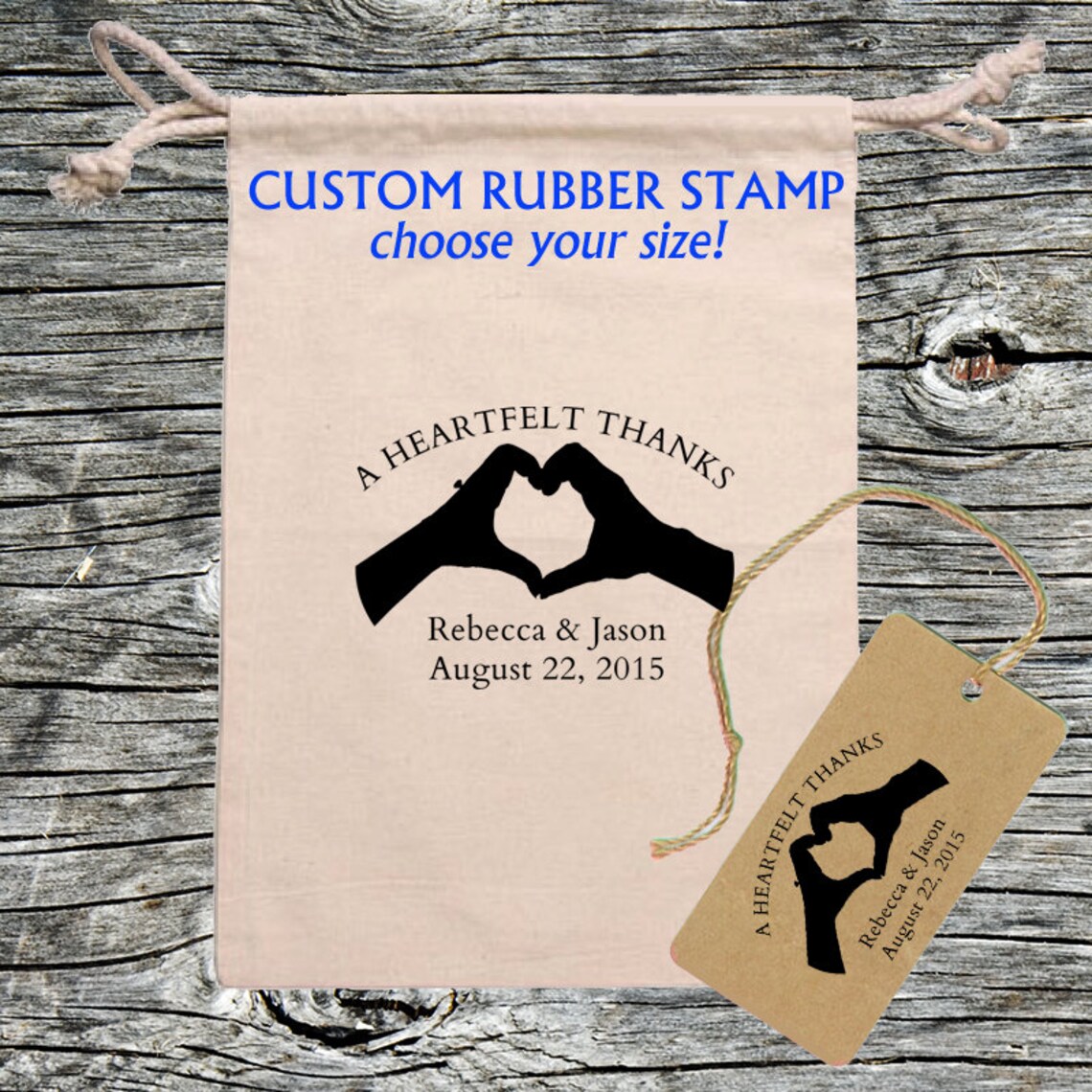 Wedding Favor Thank You Rubber Stamp // Heart Hands | Etsy