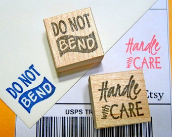 Do Not Bend Rubber Stamp, Handle with Care Rubber Stamp, Packaging Rubber Stamp - Handmade by BlossomStamps