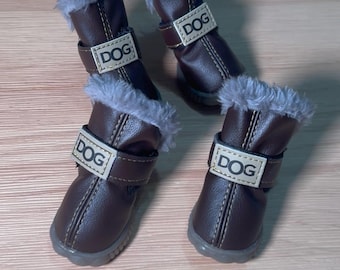 Zapatos para perros, botas de invierno para perros, botas impermeables con pelo para perros, botines para perros, botas de nieve para perros, botas de lluvia para perros, botas para perros pequeños, suministros para mascotas