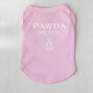 Luxury Dog T-Shirt – Pawda Dog Clothes – Designer-Inspired Pet Outfit – Small Dog Shirt – Fashionable Puppy Clothing – Trendy Dog Apparel