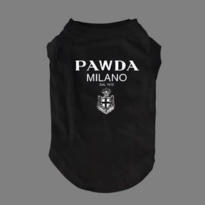 Luxury Dog T-Shirt – Pawda Dog Clothes – Designer-Inspired Pet Outfit – Small Dog Shirt – Fashionable Puppy Clothing – Trendy Dog Apparel