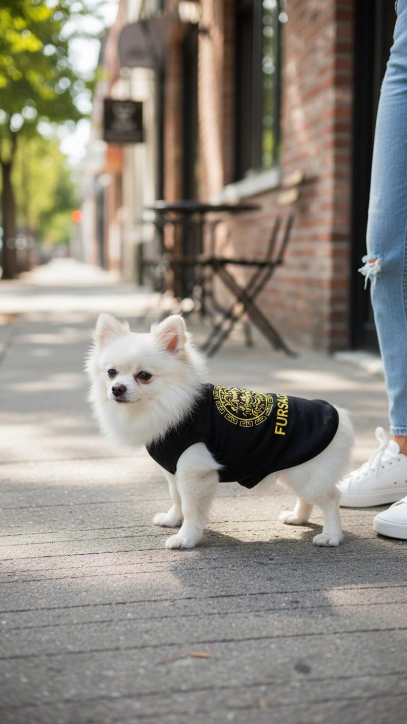 Fursace Hunde-Shirt - Lustiges Designer-inspiriertes Hunde-T-Shirt für kleine, mittlere Hunde - Hundekleidung mit Medusa-Print - Süßes Baumwoll-Hunde-T-Shirt Bild 2