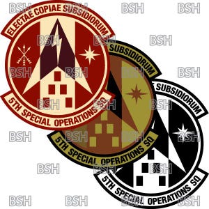 File di immagini vettoriali della patch del 5th Special Operations Squadron (Hurlburt Field) (formati .ai, .pdf e .svg) più raster (.png e .jpg)