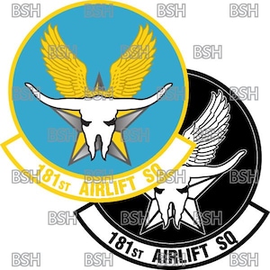 181st Airlift Squadron (Texas ANG) patch vectorafbeeldingsbestanden (.ai-, .pdf- en .svg-indelingen) plus rasters (.png en .jpg)