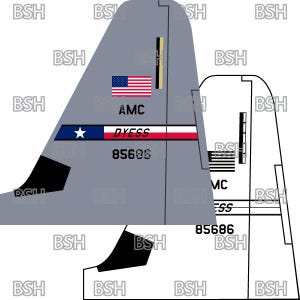 C-130J Tail Flash (Dyess AFB) Vektor-Bilddateien (.ai, .pdf, & .svg Formate) plus Raster (.png und .jpg)