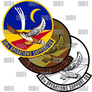 File di immagini vettoriali della patch del 58th Operations Support Squadron (Kirtland AFB) (formati .ai, .pdf e .svg) più raster (.png e .jpg)
