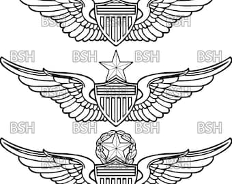 Arquivos vetoriais da insígnia de aviador do Exército (formatos .ai, .pdf e .svg), além de imagens rasterizadas (.png e .jpg).