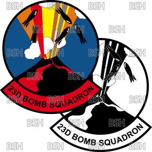 Archivos de imágenes vectoriales del parche del 23.º Escuadrón de Bombardeo (Base de la Fuerza Aérea Minot) (formatos .ai, .pdf y .svg) más rásteres (.png y .jpg)