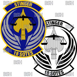 Arquivos de imagem vetorial do patch 18th SOTES (Hurlburt Field) (formatos .ai, .pdf e .svg) mais rasters (.png e .jpg)