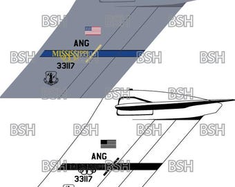 Archivos de imágenes vectoriales (formatos .ai, .pdf y .svg) más rásteres (.png y .jpg) de destellos de cola del C-17 (Mississippi ANG)