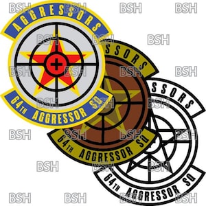 64th Aggressor Squadron (Nellis AFB) patch vectorafbeeldingsbestanden (.ai-, .pdf- en .svg-indelingen) plus rasters (.png en .jpg)