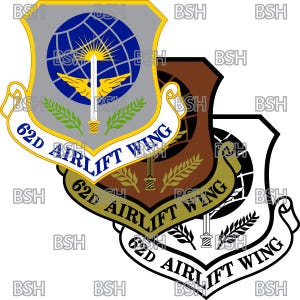 62nd Airshelf Flügel (Lewis-McChord) Aufnäher Vektor-Bilddateien (.ai, .pdf, & .svg Formate) plus Raster (.png und .jpg)