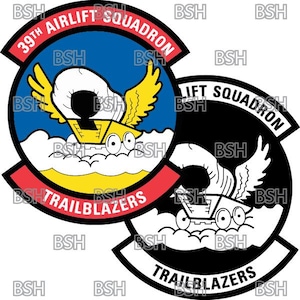 Archivos de imágenes vectoriales del parche del 39.º Escuadrón de Transporte Aéreo (Base de la Fuerza Aérea Dyess) (formatos .ai, .pdf y .svg) más rásteres (.png y .jpg)