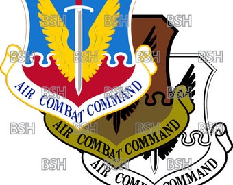Air Combat Command Shield Vector Image Files (.ai, .pdf, & .svg Formats) plus Rasters (.png and .jpg)