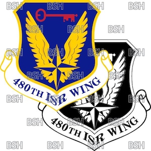 480th ISR Wing (JB Langley-Eustis) patch vectorafbeeldingsbestanden (.ai-, .pdf- en .svg-indelingen) plus rasters (.png en .jpg)