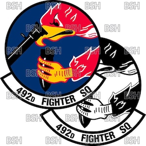 Archivos de imágenes vectoriales del parche del 492.º Escuadrón de Cazas (RAF Lakenheath) (formatos .ai, .pdf y .svg) más rásteres (.png y .jpg)