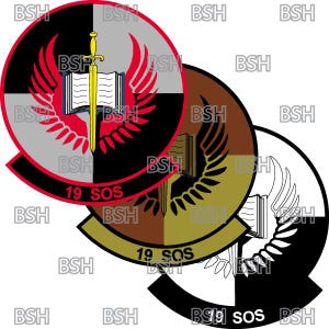 Arquivos de imagem vetorial de patch do 19º Esquadrão de Operações Especiais (Campo Hurlburt) (formatos .ai, .pdf e .svg) mais rasters (.png e .jpg)