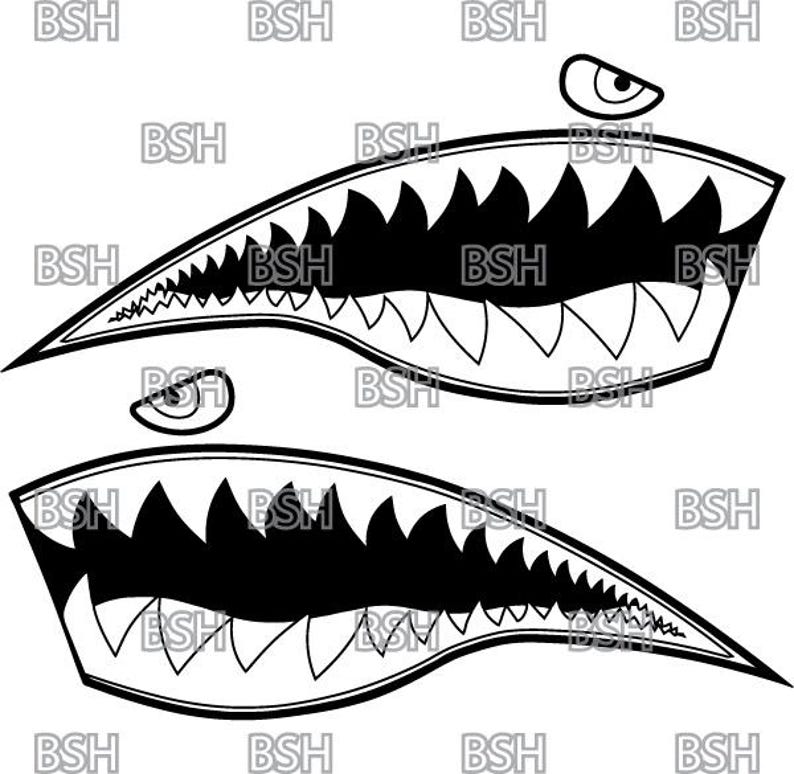 Spitfire Teeth US Flying Tigers Shark Teeth Vector Image Files (.ai, .pdf, & .svg ...