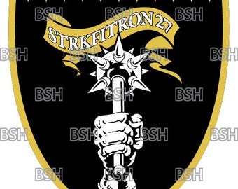 米海軍　VFA-27 サイン入りポスター VFA-27 (MCAS Iwakuni) Patch Vector Image Files (.ai, .pdf
