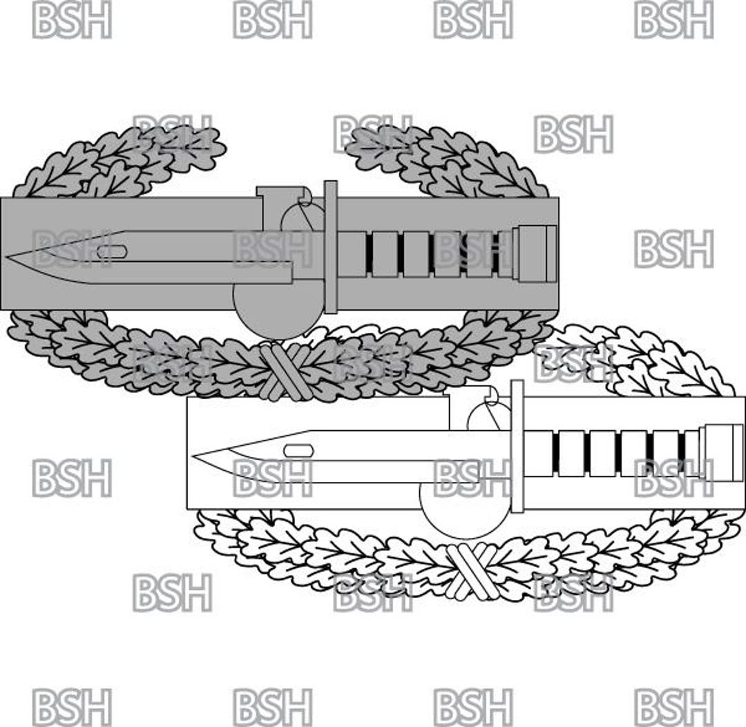 Army Combat Action Badge Vector Image Files (.ai, .pdf, & .svg Formats) Plus Rasters (.png and