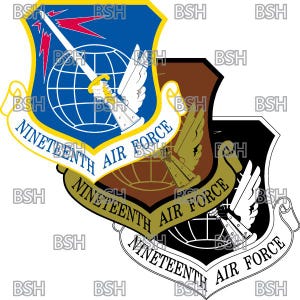 Neunzehnte Luftwaffe (Randolph AFB) Aufnäher Vektor-Bilddateien (.ai, .pdf, & .svg Formate) plus Raster (.png und .jpg)