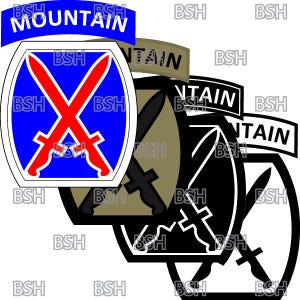 10th Mountain Abteilung Aufnäher Vektor-Bilddateien (.ai, .pdf, & .svg Formate) plus Raster (.png und .jpg)