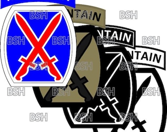 10th Mountain Division Patch Vector Image Files (.ai, .pdf, & .svg Formats) plus Rasters (.png and .jpg)