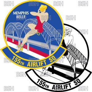 155th Airlift Squadron (Tennessee ANG) patch vectorafbeeldingsbestanden (.ai-, .pdf- en .svg-indelingen) plus rasters (.png en .jpg)
