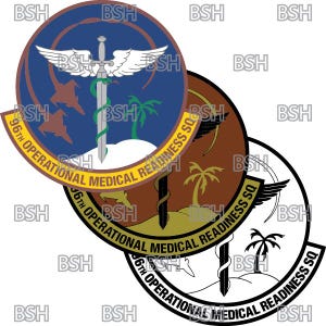 Archivos de imágenes vectoriales (formatos .ai, .pdf y .svg) más rásteres (.png y .jpg) del 96.º Escuadrón de preparación médica operativa (Base de la Fuerza Aérea Eglin)