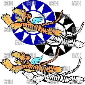Fliegender Tiger Vektor-Bilddateien (.ai, .pdf, & .svg Formate) plus Raster (.png und .jpg)