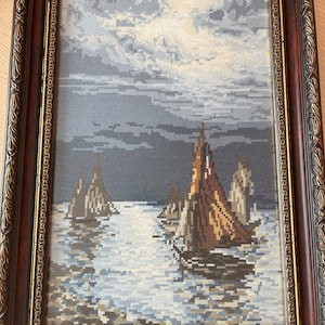Vintage Handmade Gobelin by Wiehler Needlepoint Wall Decor Wall Art