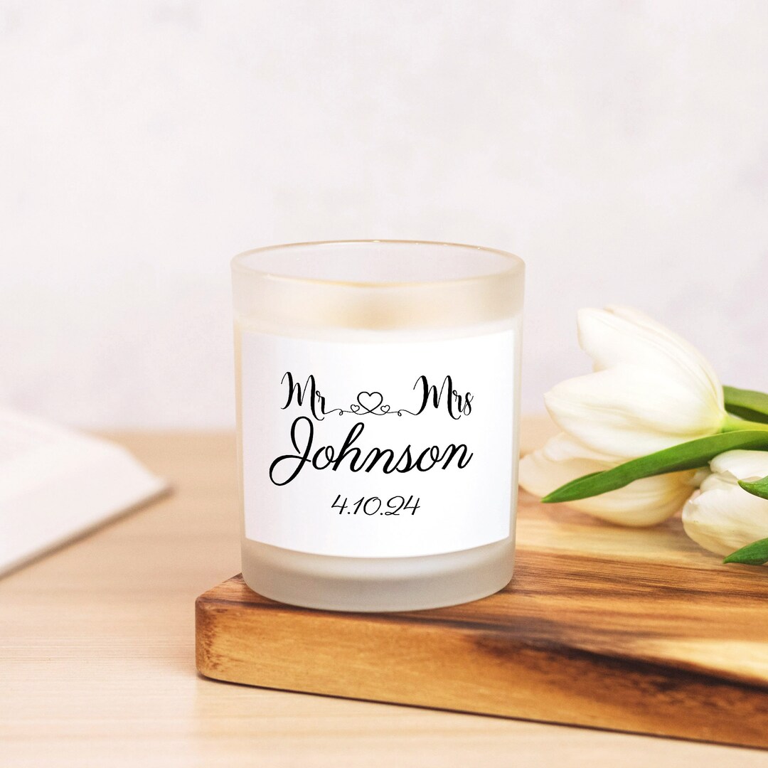 Personalized Mr and Mrs Wedding Gift Candle, Natural Coconut Soy Wax ...