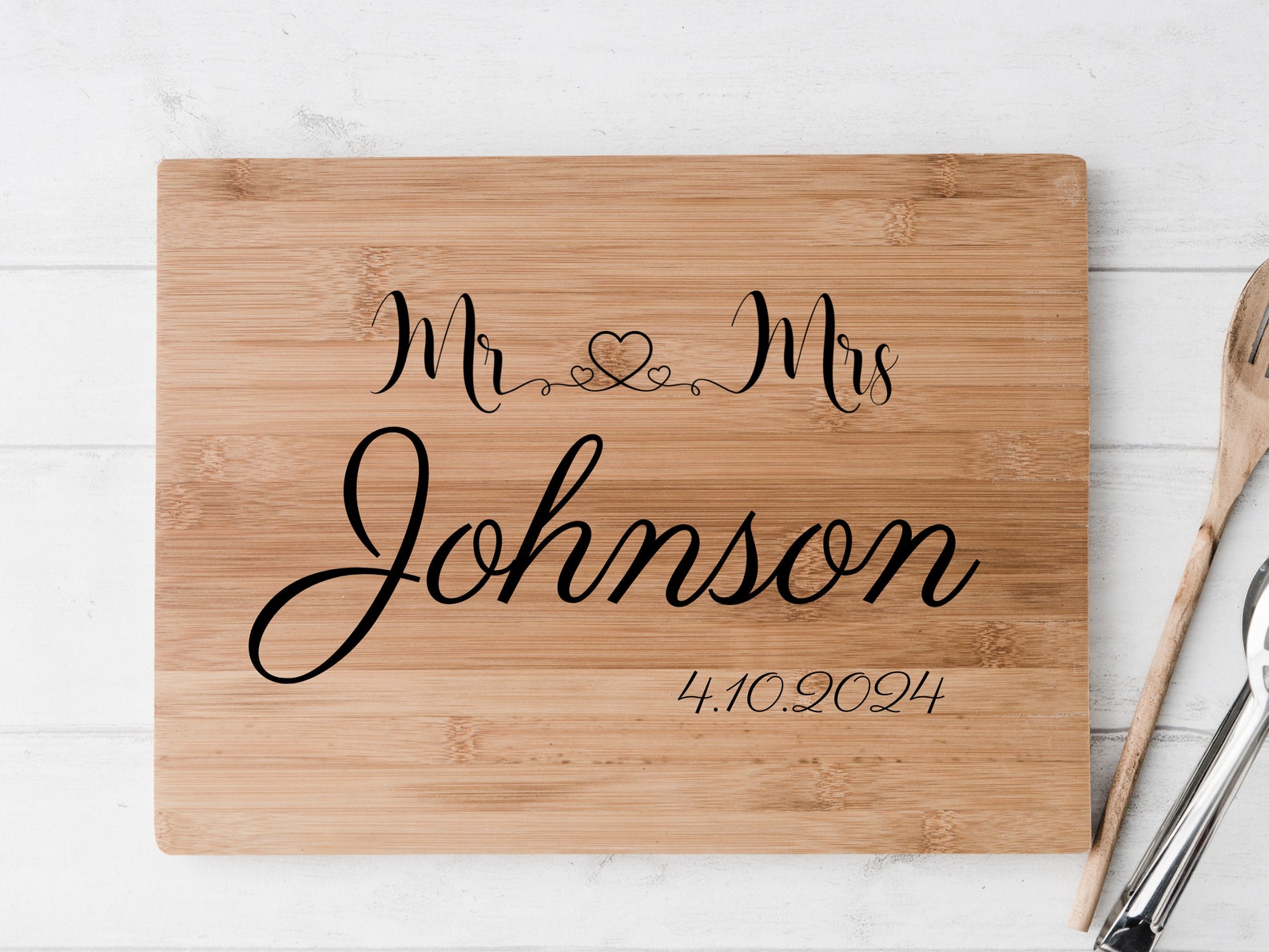 Personalized Mr and Mrs Wood Cutting Board, Custom Engraved Wood, Maple ...