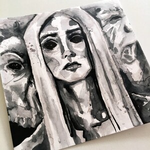 Disegno Della Donna Fantasma Inchiostro Horror Illustrazione Etsy