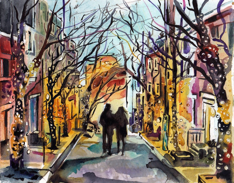 Custom Engagement Portrait 5 inches x 7 inches Wedding Gift Painting of the Happy Couple Watercolor Made to Order Anniversary Art image 2