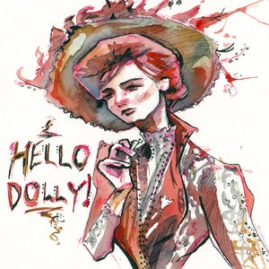 Hello Dolly - Print of Original Watercolor and Ink Painting by Jen Tracy - Original Art Reproduction