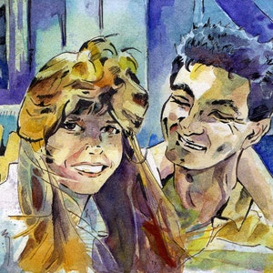 Custom Engagement Portrait 5 inches x 7 inches Wedding Gift Painting of the Happy Couple Watercolor Made to Order Anniversary Art image 3
