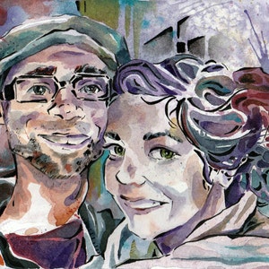 Custom Engagement Portrait 5 inches x 7 inches Wedding Gift Painting of the Happy Couple Watercolor Made to Order Anniversary Art image 4