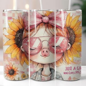 Just A Girl Who Loves Pigs Tumbler Wrap, Cute Pig 20oz Skinny Tumbler Wrap PNG, Funny Pig Tumbler Wrap PNG, Sublimation Tumbler Design