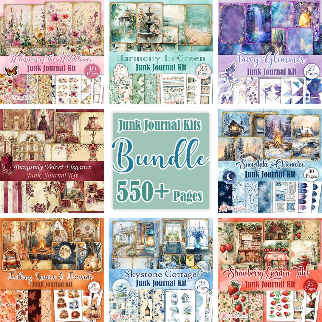 Junk Journal Mega Bundle - 550 + Journal Digital Papers, 20 Themed ...