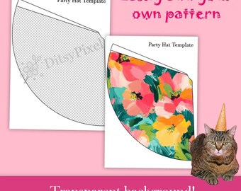 Party Hat Template | Drag & Drop - Edit in Canva | Blank Templates | png, svg, pdf, jpg, psd