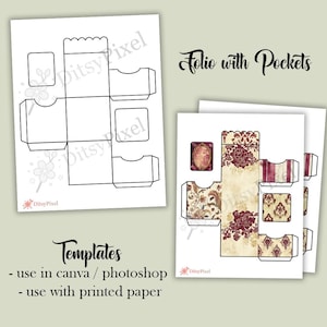 Junk Journal Folio Templates | Folio + Pockets Templates | Craft Supplies | Blank Templates | png, svg, pdf, jpg, psd