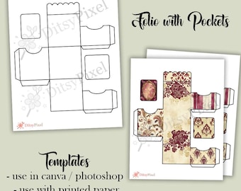 Junk Journal Folio Templates | Folio + Pockets Templates | Craft Supplies | Blank Templates | png, svg, pdf, jpg, psd