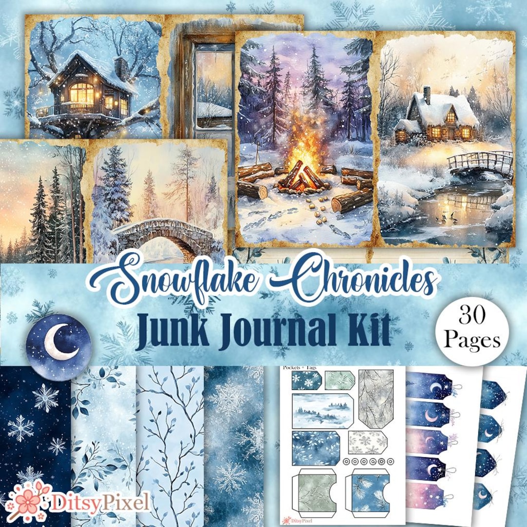 Snowflake Chronicles - Printable Winter Junk Journal Kit, Ephemera ...