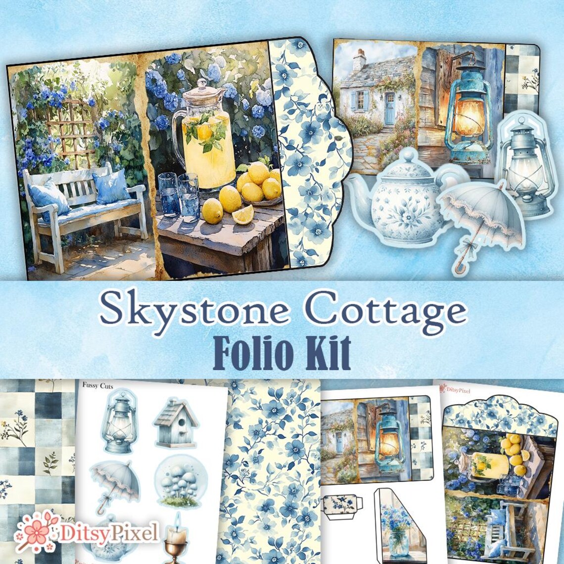 Skystone Cottage - Printable Cottage Folio Kit, Lemon Digital Junk ...