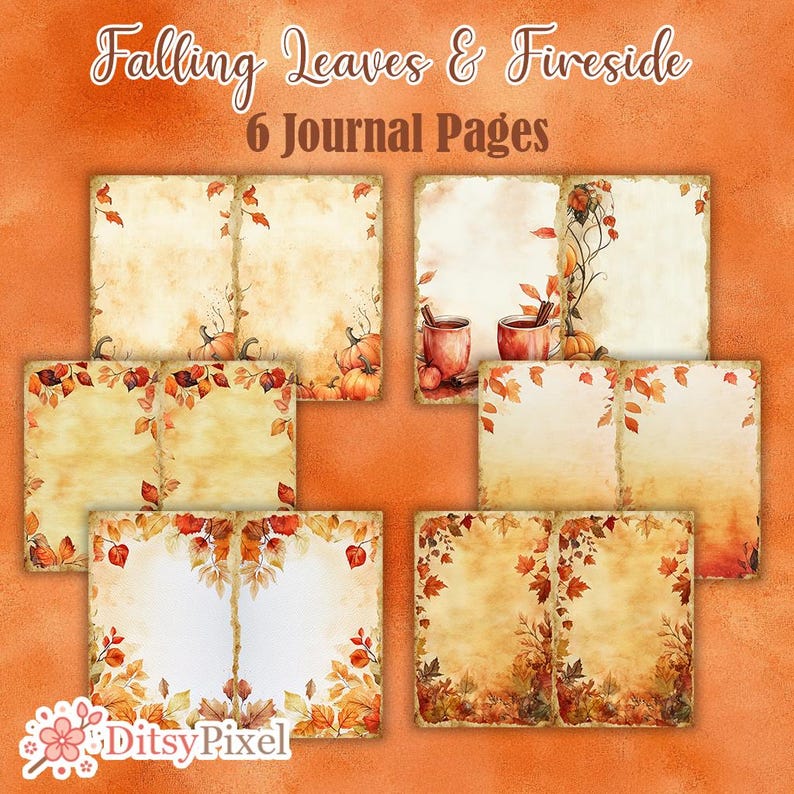 Falling Leaves & Fireside - Printable Autumn Junk Journal Kit, Ephemera ...