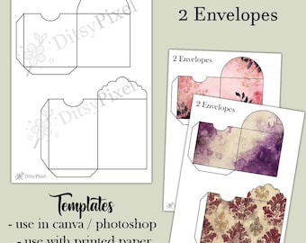 Junk Journal Folio-Vorlagen | 2 Umschläge Vorlage | Leere Vorlagen | png, svg, pdf, jpg, psd