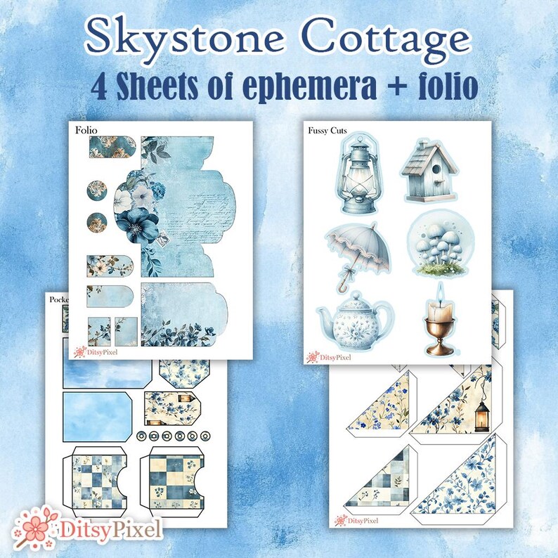 Skystone Cottage - Printable Cozy Cottage Junk Journal Kit, Ephemera ...
