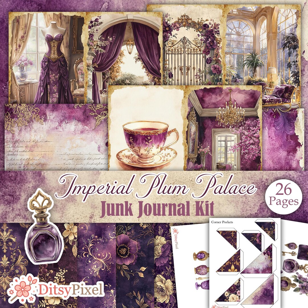Imperial Plum Palace - Printable Vintage Purple Lavish Palace Junk ...