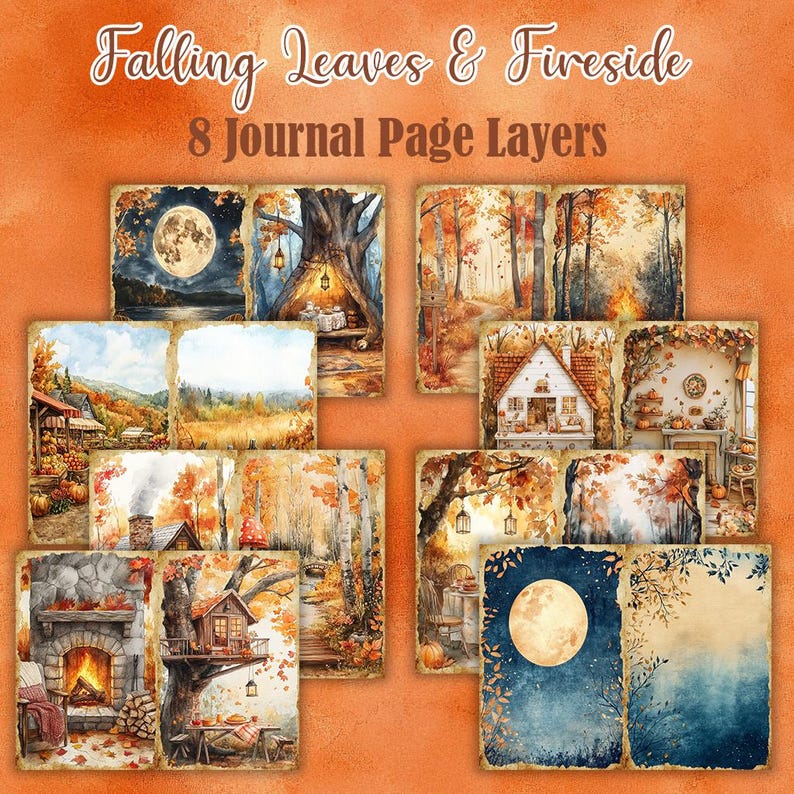 Falling Leaves & Fireside - Printable Autumn Junk Journal Kit, Ephemera ...